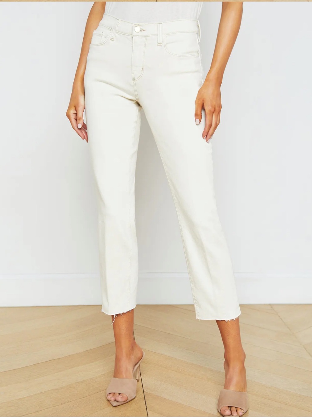 L'Agence Sada Slim-Leg Cropped Jean in Macadamia Size 25